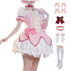 PRICES MAY VARY. 【NCLUDING】dress + gloves + headdress + tie + side waist bow+socks+neck accessories 【MATERIAL】--The Magi Madoka Magica Cosplay Costume is made of high quality fabric, which is comfortable to wear. 【DESIGN】Magi Madoka Magica dress, highly restored the image of anime characters,you can have a real experience. 【OCCASION】Madoka Costume is suitable for Cosplay, Halloween, Anime show, Theme Party, carnival, Comic-Con, stage performances, this is a good gift for Anime lovers,friend,fami Stocking Anarchy Dress, Magical Girl Cosplay, Closet Costumes, Anime Costumes Halloween, Magi Magi, Madoka Magica Cosplay, Cosplay For Halloween, Madoka Cosplay, Bow Socks