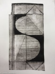 an abstract black and white drawing with lines