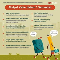 an info poster with two cartoon characters and the words skrippsi kelap dalm 1 semester