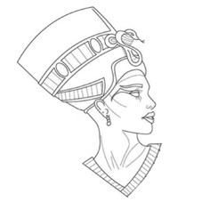 an egyptian woman's head with a hat on her head and the words, queen nefer