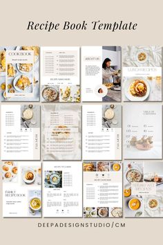 the recipe book template is shown with photos and text