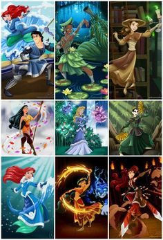 disney princesses from the little mermaid movie are featured in this collage with their names