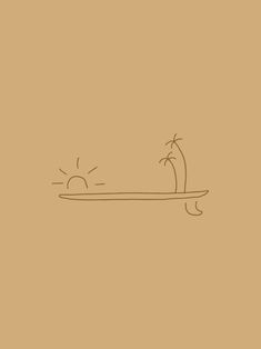 a drawing of a person on a surfboard with the sun coming up behind them