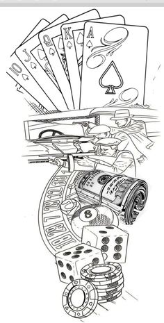 a drawing of a machine with cards coming out of it