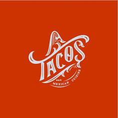 the logo for tacos mexican cuisine, which is red with white lettering on it