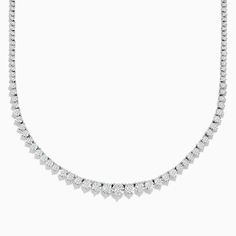 Effy Pave Classica 14K White Gold 18" Diamond Necklace, 6.98 TCW Diamond Tennis Necklace, Effy Jewelry, Tennis Necklace, Jewelry Stand, White Stone, Round Diamonds, Gold Metal, Diamond Necklace, Tennis