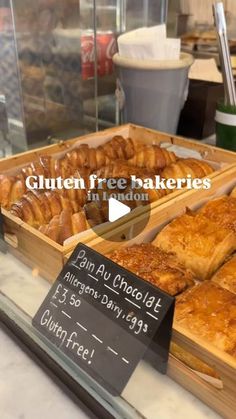 there are many different types of baked goods on display