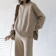 Women 2Pcs Suit Jumper Winter Warm Sweater Knit Pants Set Wide Leg Trousers | eBay Wide Leg Pant Suit, Set Outfits, Pullover Outfit, Long Sleeve Knit Sweaters, Women Sweater, Tracksuit Women, Set Women, Sweater Set, Knit Pants