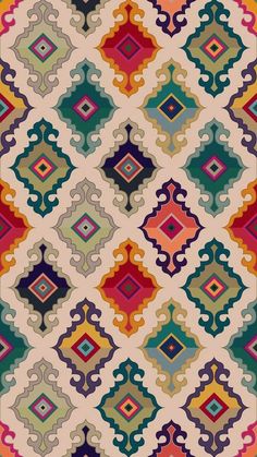 a colorful rug with many different patterns on it