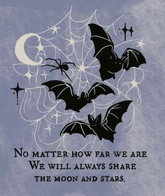 two bats with the words no matter how far we are, we will always share the moon and stars