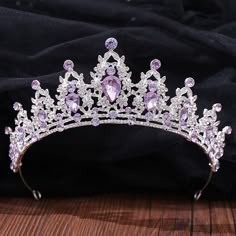 Silver Crown Tiaras Alloy Wedding Party / Evening Bridal Shiny with Sparkling Glitter Headpiece Headwear Purple Quinceanera, Purple Quince, Fair Wedding, Quinceanera Crown, Wedding Party Hair, Bridal Crown Tiara, Purple Crown, Wedding Hair Headband, Crystal Bridal Tiaras