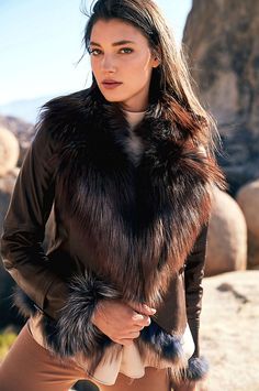 Celestine Lambskin Leather Moto Jacket with Fox Fur Trim | Overland Jacket Dresses, Leather Jacket Dress, Fur Clothing, Lambskin Leather Jacket, Chic Leather, Silver Fox, Vest Outfits, Fur Fashion, Leather Moto