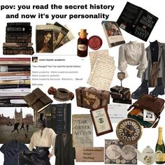 there is a collage of books and other items