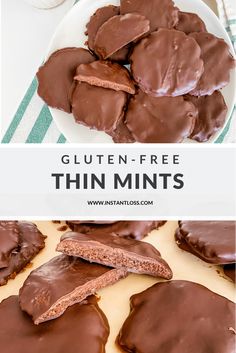 gluten - free thin mints on a plate with the text overlay