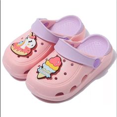 Fun Pair Of Kids Clogs. Size 170mm(1-5).Any Questions Please Let Me Know Thank You Playful Non-slip Slip-on Clogs, Non-slip Plastic Slip-on Clogs, Playful Slide Clogs For Beach, White Non-slip Clogs For Playtime, Non-slip White Clogs For Playtime, Playful Plastic Clogs For The Beach, Playful Plastic Clogs For Beach, Playful Plastic Beach Clogs, Cute Non-slip Plastic Clogs