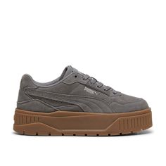 Brown Platform Sneakers, Cute Puma Shoes, Casual Gray Platform Sneakers For Streetwear, Gray Skate Shoes With Gum Sole For Sports, Gray Round Toe Platform Sneakers For Streetwear, Sporty Gray Platform Sneakers For Streetwear, Gray Lace-up Platform Sneakers For Sports, Gray Gum Sole Sneakers For Sports, Gray Sports Sneakers With Gum Sole