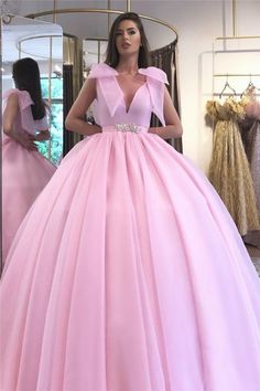 This Dress is fashionable for every occasion. the dress is made-to-order by professional tailors. You can choose from 50 colors, Regular sizes 2 to 16 and plus sizes 14w to 26W. Custom size is also available.. The product details: Color: Pink, Length: Long, Silhouette: Ball Gown, Neckline: V-Neck, Primary Fabric: Organza Ballgown Dresses, Dress Sweet 16, Beaded Prom Dresses, Hot Pink Prom Dress, Prom Dresses Pink, Sweet 16 Dress, Pink Evening Dress