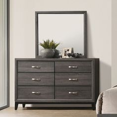 Errico Gray Dresser - Ornate Home Wood 6 Drawer Dresser, Gray Dresser, White Queen Bed, Bed Frame Sets, Grey Dresser, Dresser And Mirror, Kids Bedding Sets, Bedroom Sets Queen, Ornate Furniture