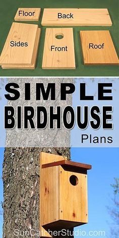 a birdhouse with instructions to make it in the tree and on the ground for birds