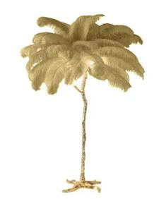 a golden palm tree on a white background