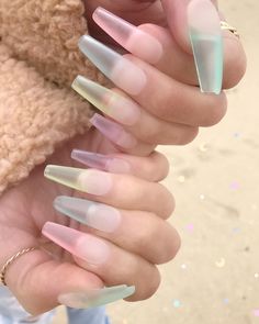 Très She on Instagram: “So soft and pretty🐬Obsessed with 🐚SEA GLASS🐚 4 more days before this 5 drop is over #5dropfriday” Glass Nails, Jelly Nails, Summer Acrylic Nails, Nail Stuff, Nail Styles, Coffin Nails Designs, Fire Nails, Nails Toes, Dream Nails