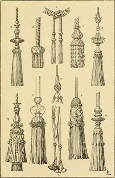 an old book with different types of tassels