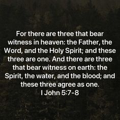 an image with the words for there are three that bear witnesses in heaven, the father,