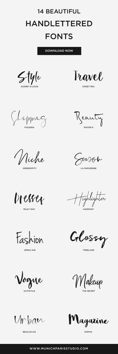 some type of font that has been used to write the names for different types of lettering