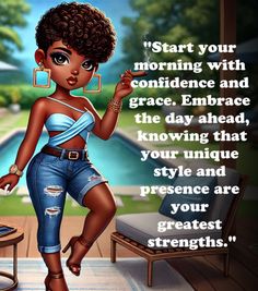 "Embrace the morning with confidence and style! 🌞✨ This chibi-style illustration of a sophisticated African American woman with a short curly hairstyle exudes grace and elegance. Dressed in chic ripped jeans and a stylish top, she radiates confidence and individuality. Perfect for your fashion inspiration boards or as a daily reminder to own your unique beauty. #MorningMotivation #ChibiArt #FashionInspiration #ConfidentWomen" Basic Notes, New Year Motivational Quotes