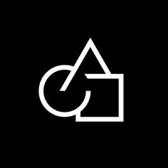 a black and white logo with the letter g in it's center, on a dark background