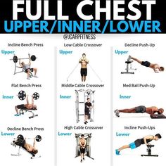 the full chest upper / inner / lower / lower body exercises are shown in this poster