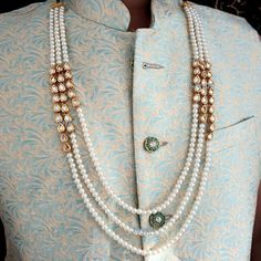 Pearl Necklace For Groom, Groom Jewelry, Indian Jewelry, Wedding Jewelry For Groom, Punjabi Groom Jewelry, Pakistani Groom, Bollywood Jewelry 3 Layered Pearl Beads Necklace An elegant pearl beads necklace with the most stunning festoon. The perfect accessory for your occasion. This necklace is handcrafted with love Necklace Length: Choose from the drop-down menu (comes with adjustable back Dori/cord) (Length of the necklace in the image is 24 inches) Package: 1 Necklace Material: Premium Pearl b Pearl Mala, Jewelry Pakistani, Kundan Jewelry, Beads Work, Wedding Gifts For Groom, Boys Jewelry, Indian Jewelry Sets, Bollywood Jewelry