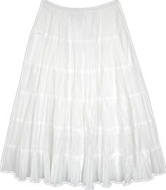 White Tiered Skirt With Gathered Details, White Ruffled Flared Maxi Skirt, White Ruffled Full Maxi Skirt, White Tiered Gathered Maxi Skirt, White Cotton Gathered Maxi Skirt, White Cotton Maxi Skirt With Gathered Detail, White Cotton Voluminous Maxi Skirt, White Tiered Cotton Skirt, White Cotton Pleated Maxi Skirt