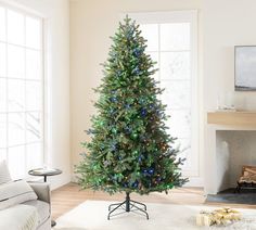 a decorated christmas tree in a living room