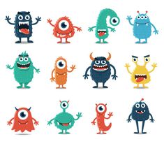 cartoon monsters with big eyes and mouths royalty