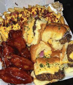 a tray filled with lots of different types of food