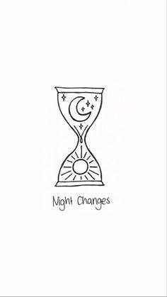 the logo for night changes is drawn in black and white with an hourglass on it