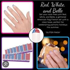 Color Street Nail Polish Strips, Red White And Belle, Flag, New In Box, READ!!! French Manicure Red, Color Street Red, Houndstooth Nails, Belle French, Pumpkin Queen, Manicure Colors, Dry Nail Polish, Power Colors, Under The Mistletoe