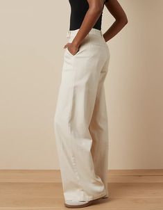 AE Dreamy Drape Stretch High-Waisted Trouser High Waist Cotton Wide Leg Work Pants, Wide Leg Cotton Workwear Bottoms, Wide Leg Cotton Bottoms For Work, Wide Leg Cotton Work Pants, Cotton Wide Leg Work Pants, Chic Cotton Straight Leg Work Pants, Chic Cotton Work Pants With Straight Leg, Chic Cotton Straight Work Pants, Chic Cotton Wide Leg Work Pants