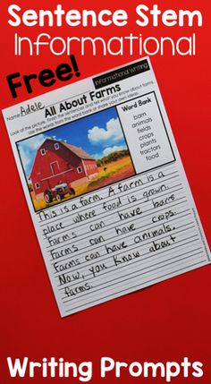 These free All About Farms informational writing prompts are a great activity to use when your students are getting started with expository writing. These prompts feature real photos and a word bank to spark your students informative writing ideas. Informational Writing Prompts, Informative Writing, Expository Writing