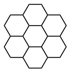 the hexagonal pattern is shown in black and white, with four smaller hexagonal