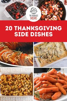 thanksgiving side dishes with text overlay that reads, 20 thanksgiving side dishes and an image of