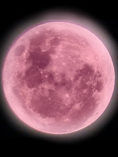 the full pink moon is shining brightly in the dark sky