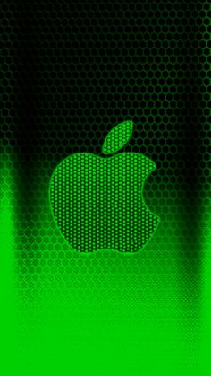 an apple logo on a green background with hexagonal grids in the middle