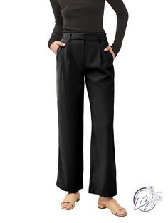 Step into a world of refined sophistication with the All-Day Elegance Trousers – a perfect blend of timeless style and modern comfort. These wide-leg, high-waist dress pants effortlessly elevate your wardrobe, offering versatility for any occasion. Crafted with meticulous attention to detail, these trousers feature a tailored fit that complements the figure, while the high-waist design adds a touch of classic elegance. The elastic back ensures a comfortable and customizable fit, allowing you to Chic Semi-formal Bottoms For Fall, Elegant Wide-leg Dress Pants, Versatile Wide Leg Formal Pants With Pockets, Tailored Ankle-length Wide Leg Pants, Versatile Formal Wide Leg Pants With Pockets, Versatile Formal Wide Leg Pants, Versatile Wide Leg Pants For Formal Occasions, Versatile Straight Leg Formal Dress Pants, Versatile Wide Leg Pants With Pockets For Formal Occasions