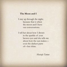 the moon and i poem written in black ink