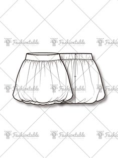 the front and back view of a women's shorts with pleaing on the sides