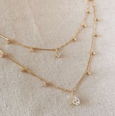 18k Gold Filled Layered Necklace Details In Cubic Zirconia Wholesale – GoldFi Fancy Jewelry Necklace, Pretty Jewelry Necklaces, Prom Jewelry, Hypoallergenic Jewelry, Classy Jewelry, Fancy Jewellery, Jewelry Lookbook, Fancy Jewelry, Cheap Jewelry