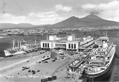 an old black and white photo of a harbor