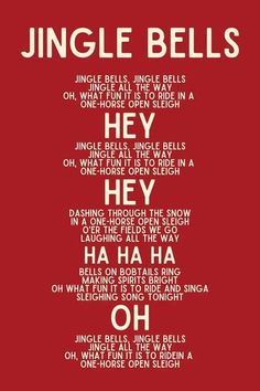 a red poster with the words jingle bells on it